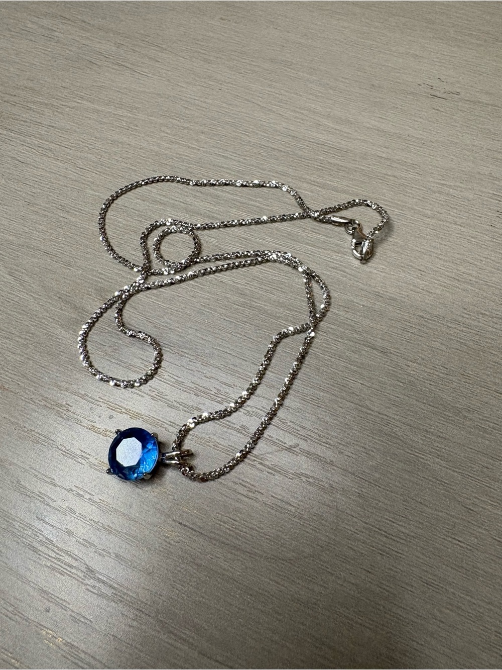 Sterling‎ Silver Necklace with Royal Blue Faceted Pendant